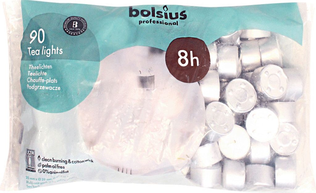 Bolsius Professional Teelichter 8 Stunden (90 Stück) Produktbild 