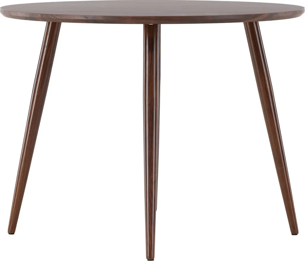 Table de repas marron Ø100cm Sanford en bois sombre pied central chic