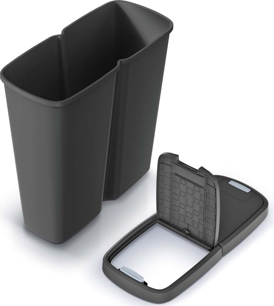 MONZANA® Mülleimer Küche 50L 2 Fächer mit Deckel Druckknopf Produktbild 3