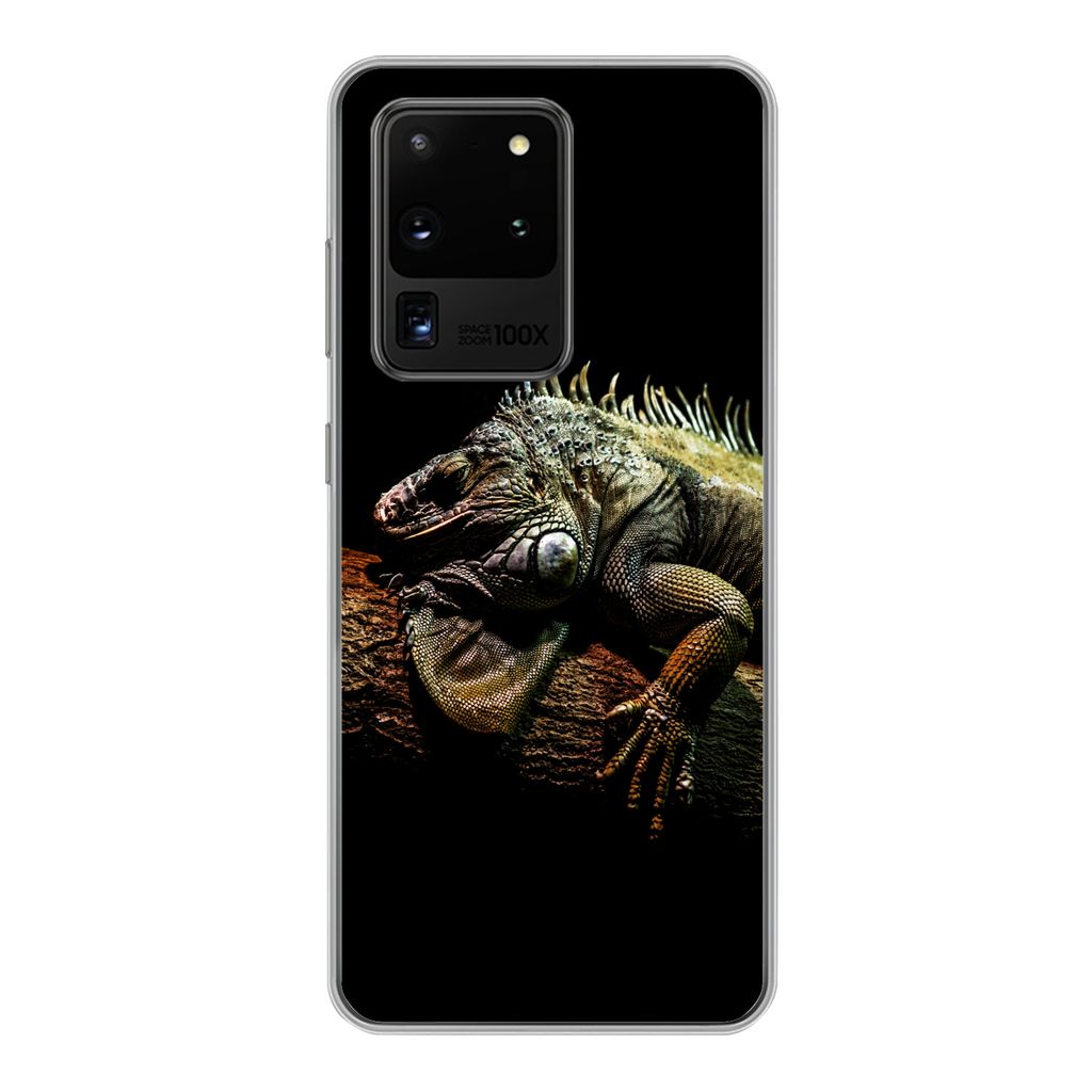 MuchoWow Handyhülle Schutzhülle Hülle für Samsung Galaxy S20 Ultra Tier - Zweig - Schwarz Silikon Softcase Handy Hülle - Karteninhaber