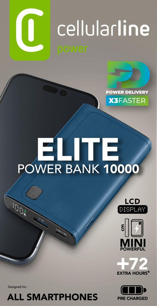 Cellularline Elite 10000 Powerbank 10000mAh PD Blau