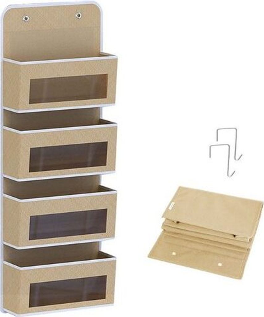 Freetoo Hängeregal, Hängeorganizer, Hängeregal an die Tür, Soft Fabric Hängeorganizer 4 Großen Taschen, faltbares Hängeaufbewahrung mit 2 Haken
