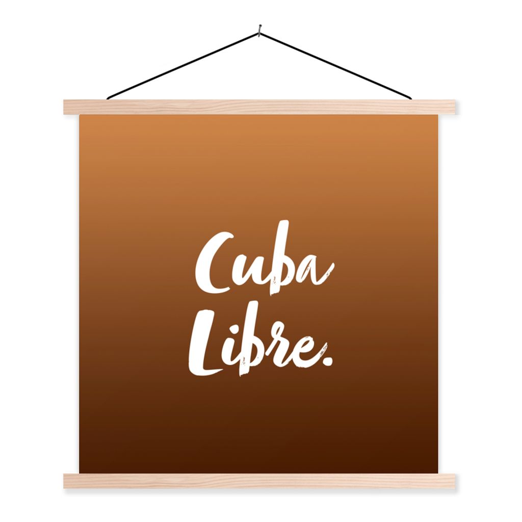 MuchoWow Textilposter Cocktails - Text - Cuba Libre - Getränk - Zitate 40x40 cm mit holzfarbenen Rahmen - Posterleiste