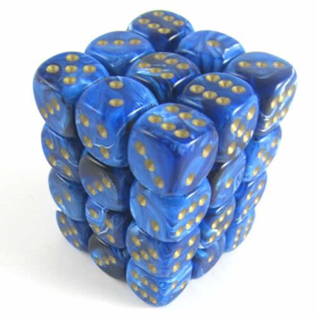 Chessex Vortex Blau/Gold D6 12mm Würfelset (36 Stück)
