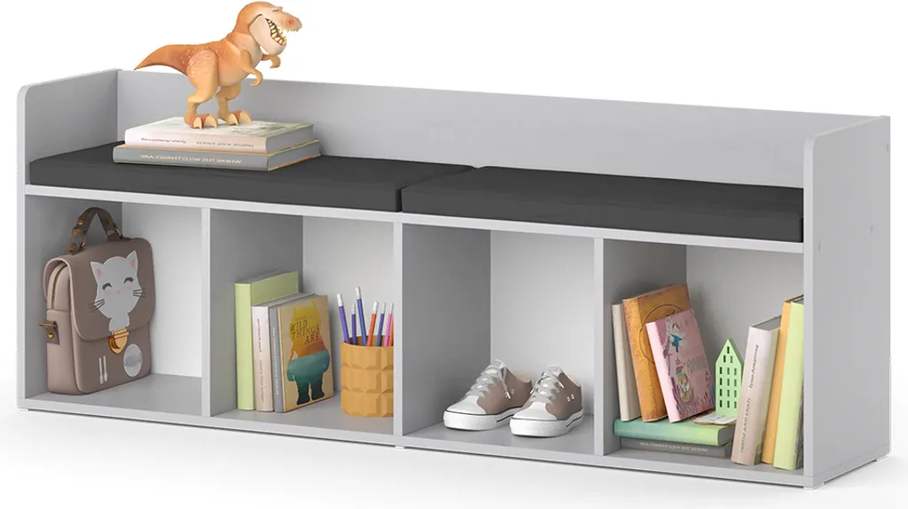 Bibliothèque enfant à 4 compartiments Vicco Luigi Gris clair 142cm