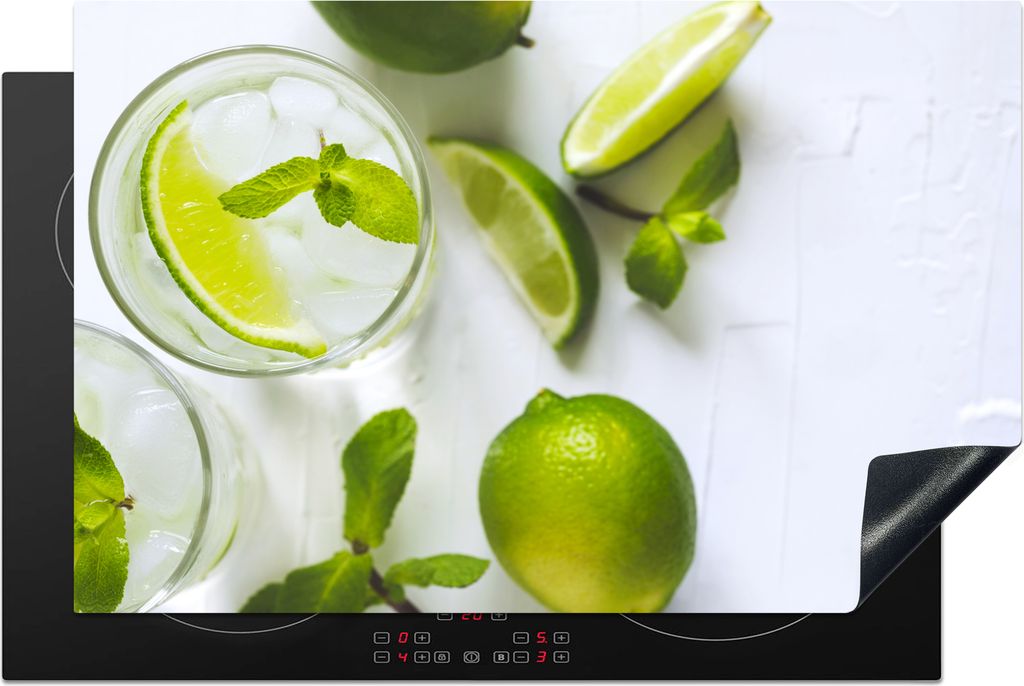 KitchenYeah Herdabdeckplatte Mojito-Cocktail mit Limette und Minze im Glas , 80x52cm, Küche Deko, Glaskeramikkochfeld Herdabdeckung, Abdeckplatt...