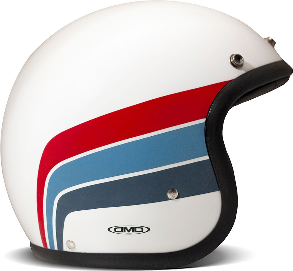 Jet Helm Cafe Racer DMD RETRO Artemis Weiß Rot Blau größe L