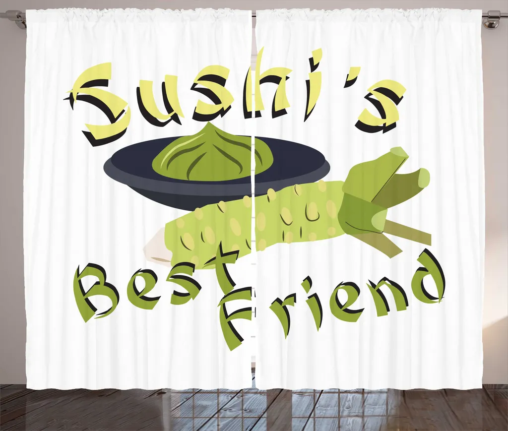 Rideau à Fronces Motif Sushi Dessin Animé pour Chambre 280x225 cm
