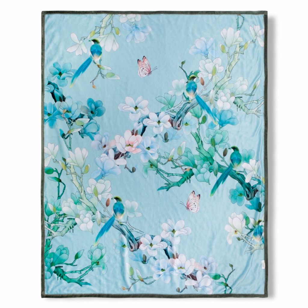 Descanso Wohndecke mit Blumen - 130x160 cm - 100% Polyvelvet