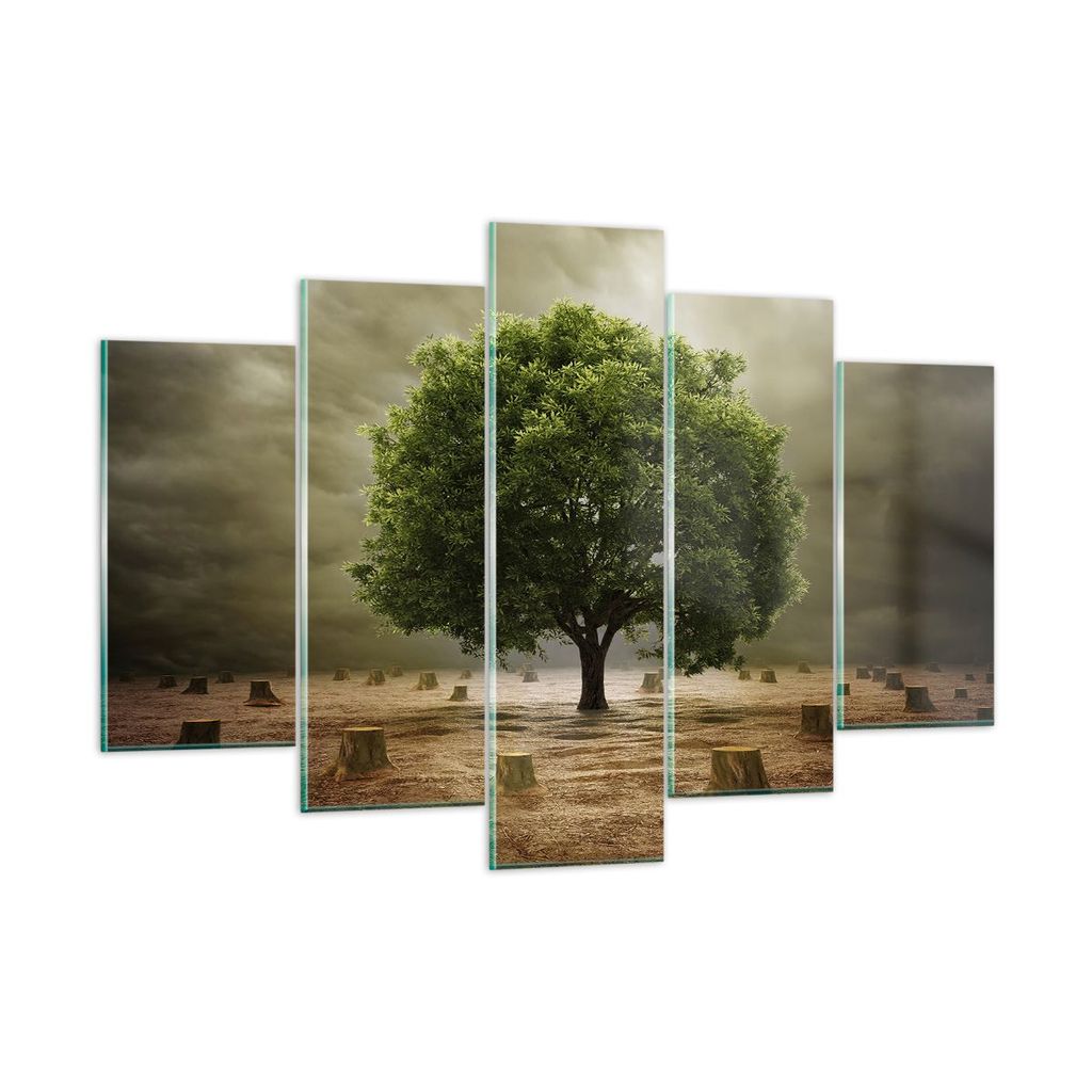 Bilder auf glas - Baum Feld Umwelt - 150x100cm - Glasbilder - Wandbilder - Kunstdruck - zum Aufhängen bereit - Wanddekoration aus Glas - Glas Bild...