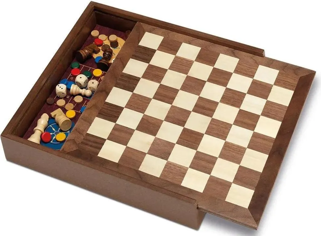 Set de 5 jeux de société Cayro Plus bois 29cm durable et réversible