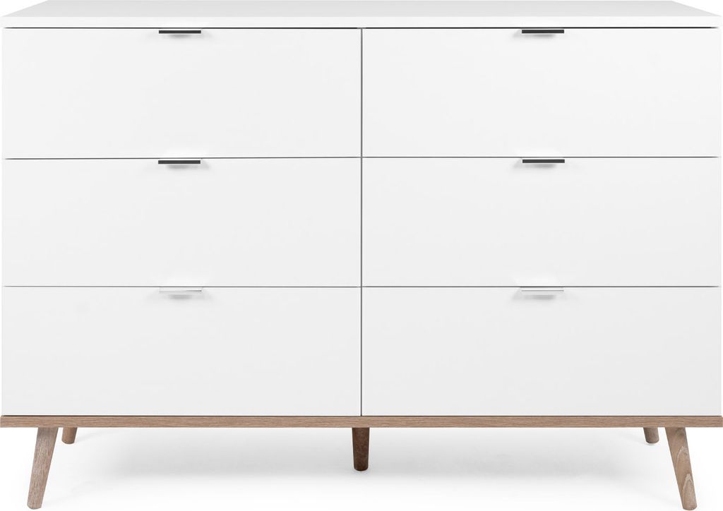 Kommode mit Schubladen Sideboard Weiß Holz Obrázek produktu 