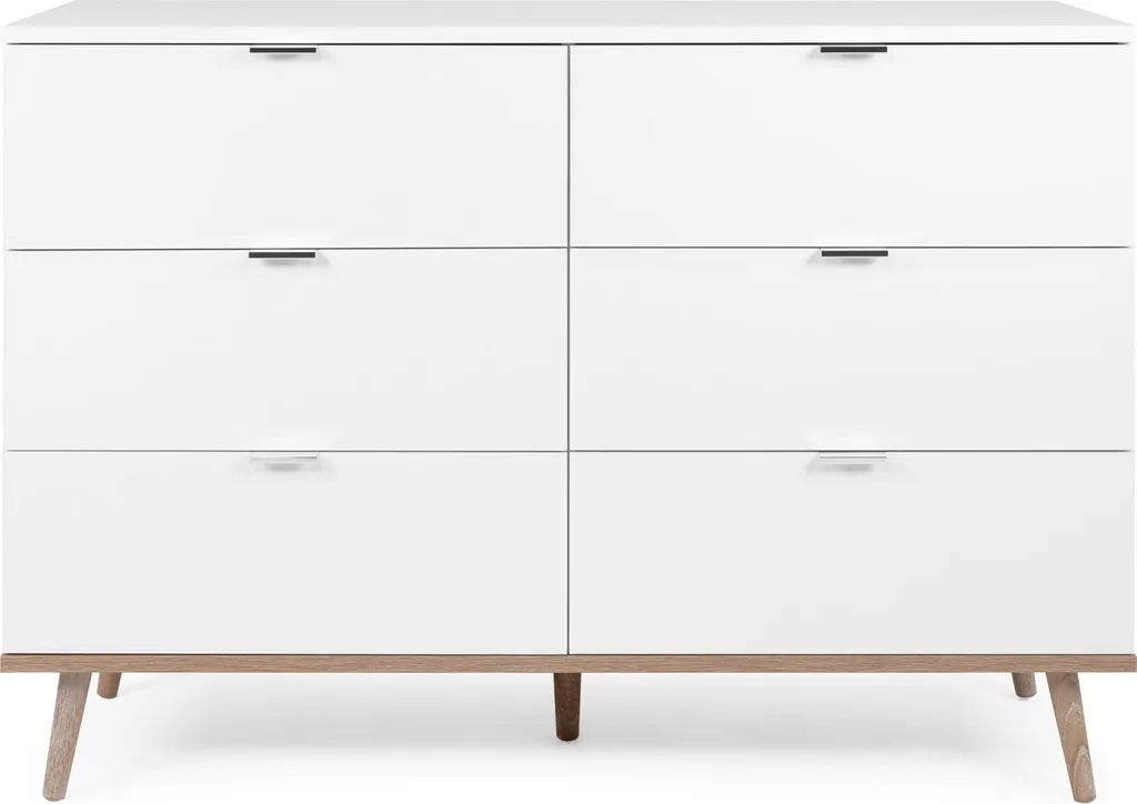 Buffet Bas Commode Blanche Style Scandinave - Meuble de Rangement Bois