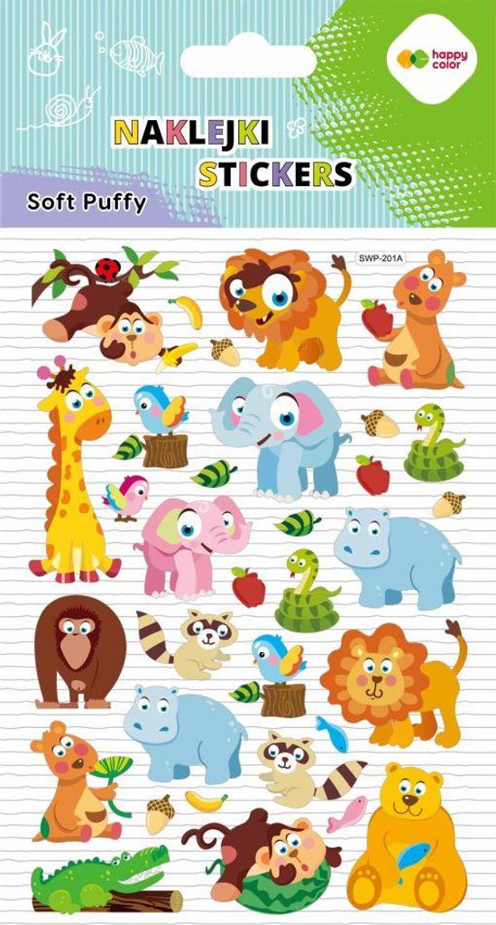 Soft Puffy 3D Safari Friends Happy Color dekorative Aufkleber