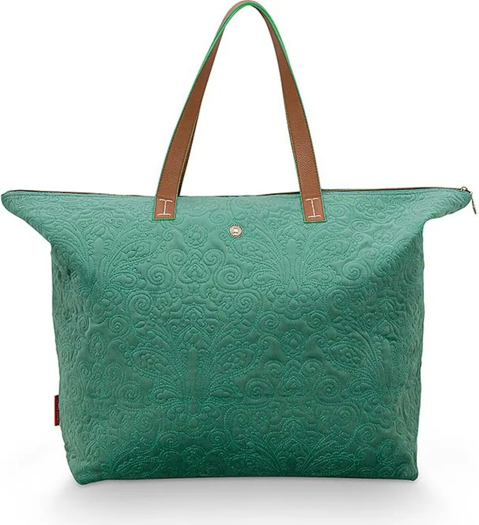 Pip Studio Tote Bag Velluto Verde Scuro - Borsa Viaggio Quilted