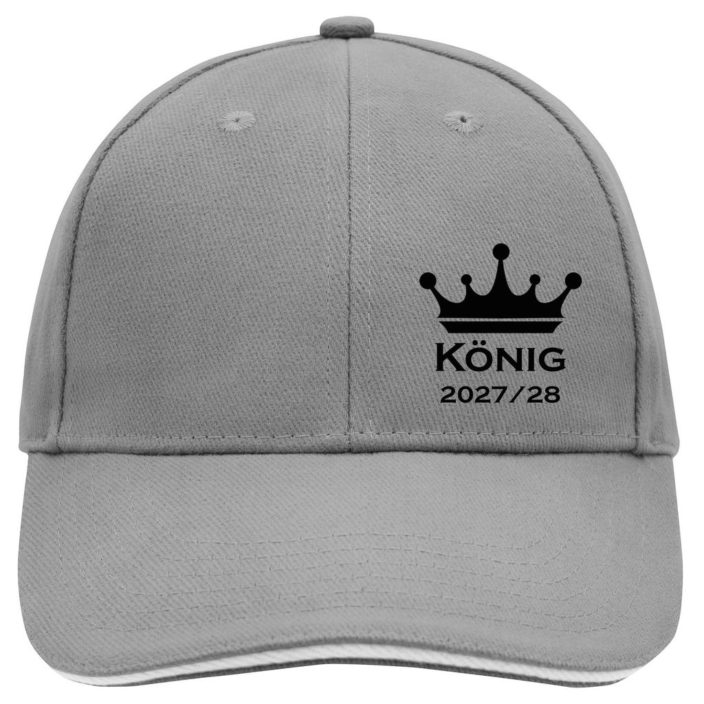 Huuraa Cappy Mütze König 2027/28 Krone Schüztenkönig Dark Grey/White Baumwolle 6-Panel Kappe Geschenkidee