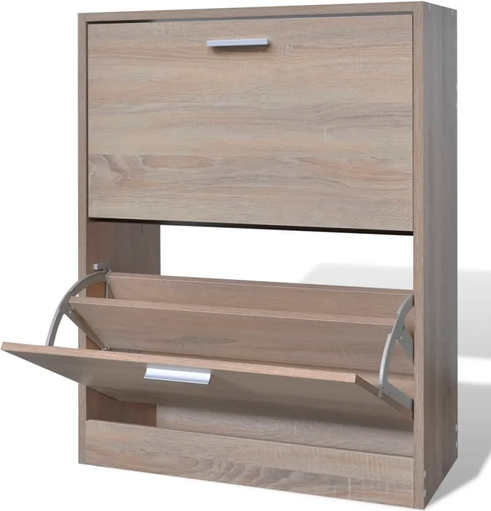 Armoire à chaussures pour entrée en bois de chêne, idéal petits espaces - 2