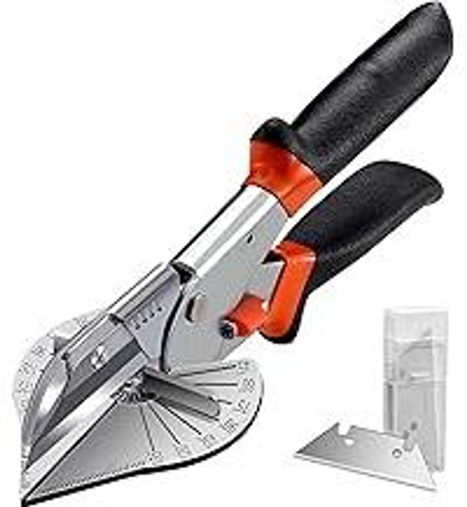 Multi-Winkel Gehrungsschere, 45-135 Grad Schneidwerkzeug, Multifunktionale Kabelkanal-Schere für PVC, Holz, Kunststoff, mit 2 Ersatzklingen