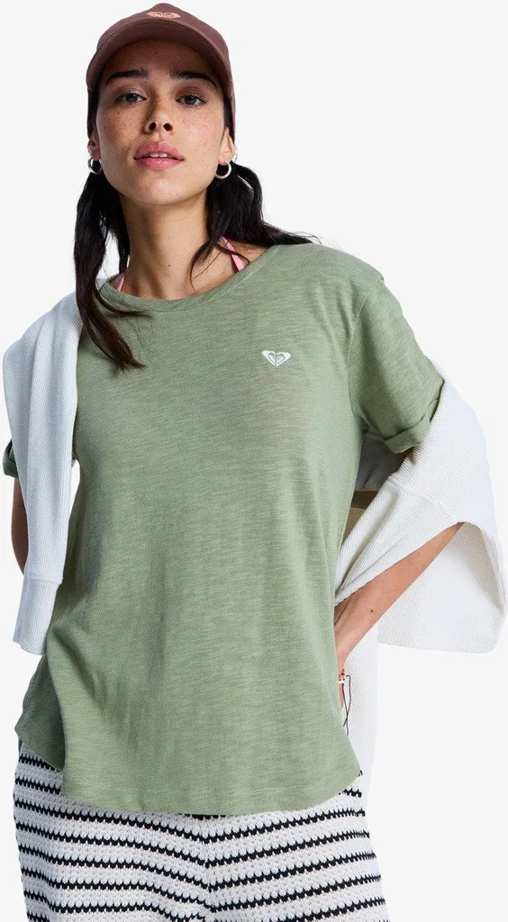 T-shirt de plage Roxy Oceanwave Regular vert Oil Green M pour l'été 2026