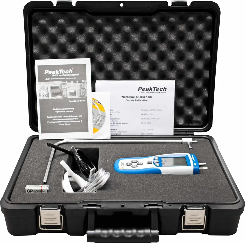 Manomètre de pression différentielle numérique PeakTech P 5145 avec USB - 2