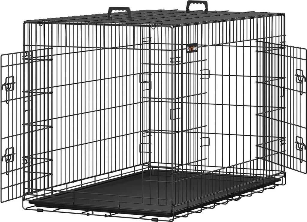 FEANDREA Hundekäfig, Hundebox, faltbar, 122 x 74,5 x 80,5 cm, schwarz