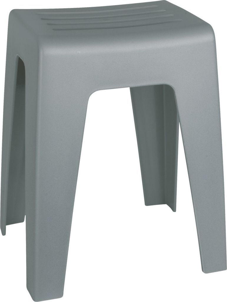 A gray plastic stool on a white background.