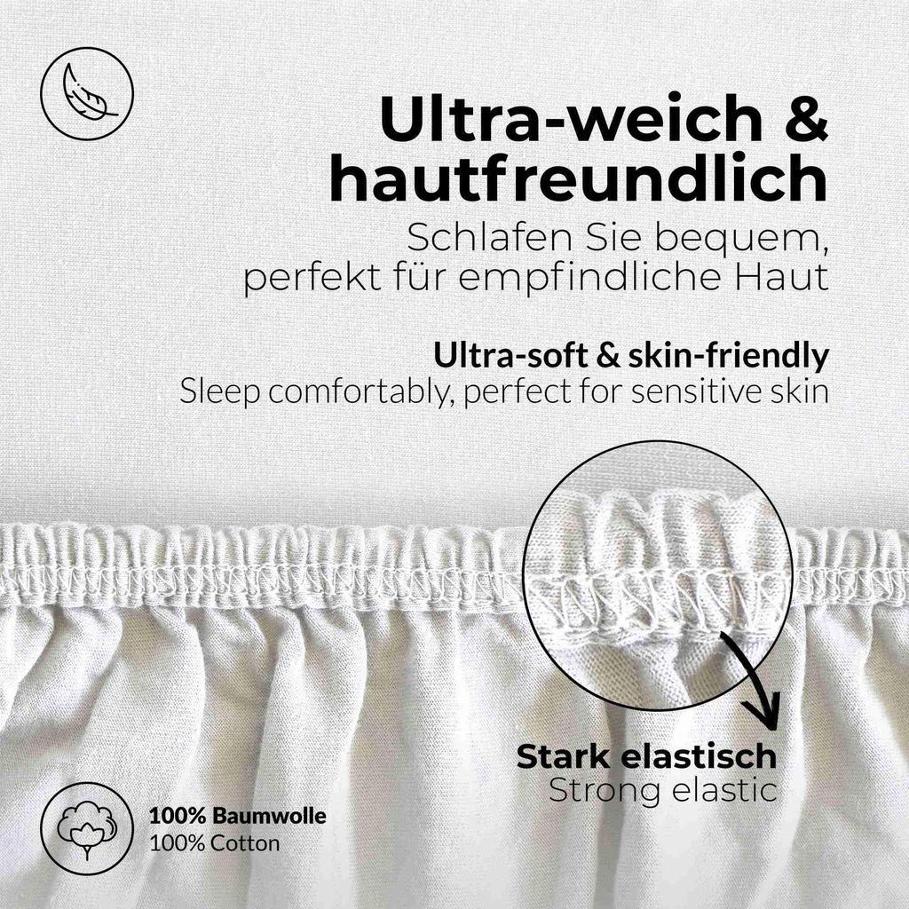 Jersey Spannbettlaken 200x220 cm Weiss