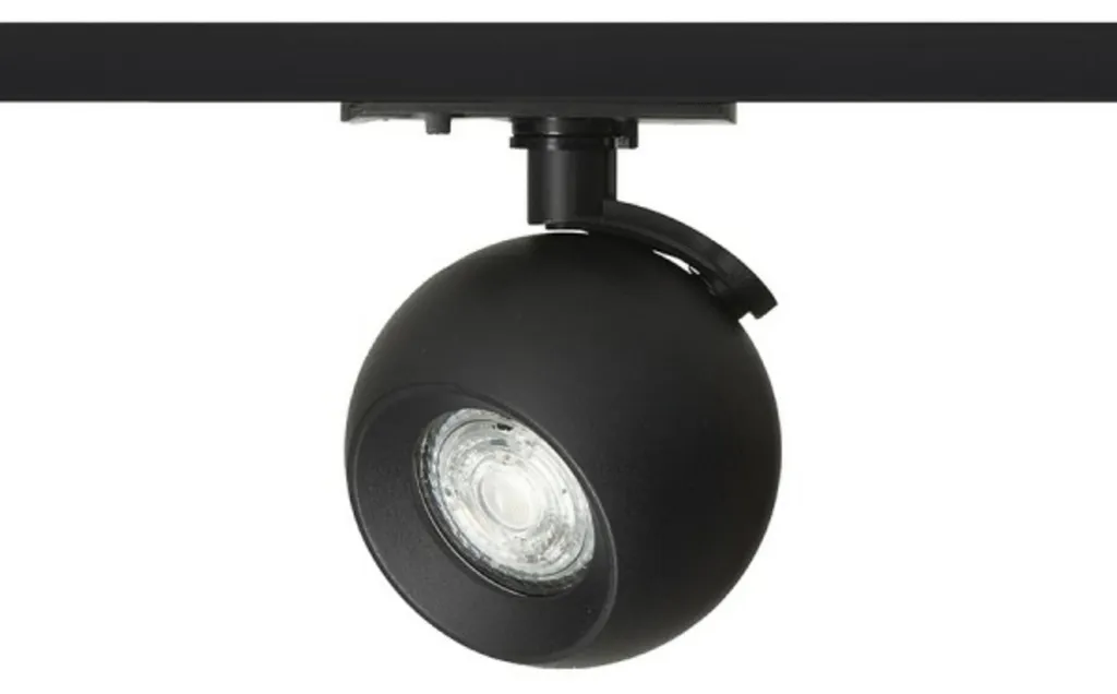 Projecteur sur rail monophasé noir SIENA GU10 230V pour intérieur