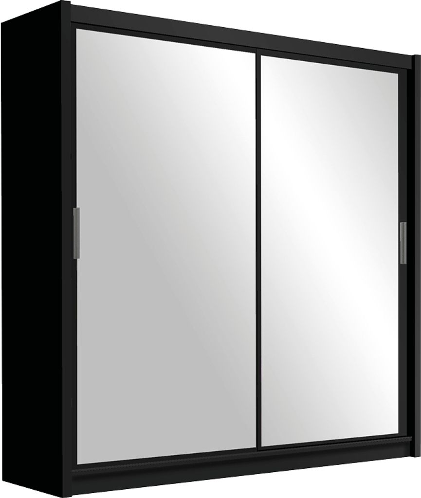 Schwebetürenschrank Paris 203, 2 Türen Kleiderschrank mit 2 Spiegel, Moderne Garderobe, Schrank in Größe: 203 x 215 x 61 cm