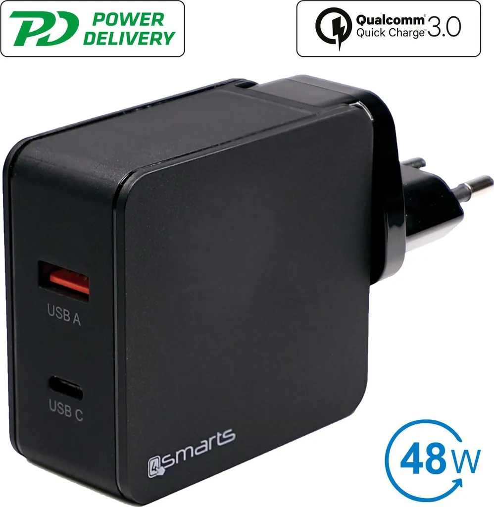Chargeur de voyage 48W 4smarts VoltPlug idéal pour charger smartphone et PC