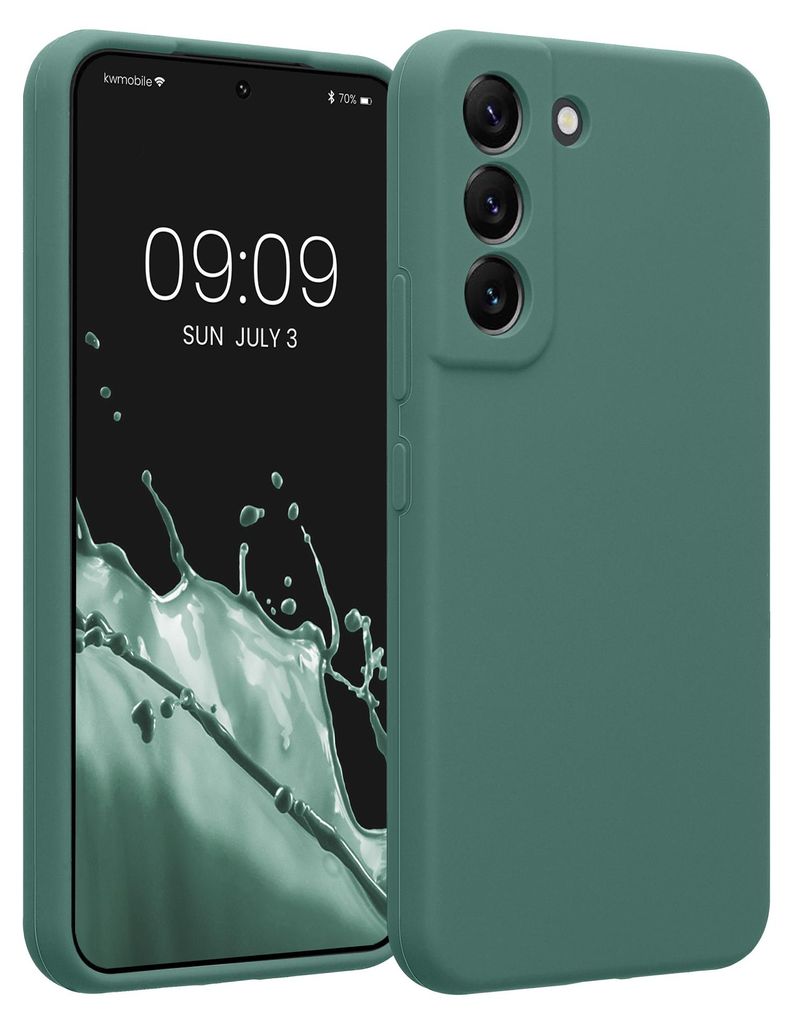 kwmobile Hülle kompatibel mit Samsung Galaxy S22 - Hülle Silikon gummiert - Handyhülle - Handy Case in Tannengrün