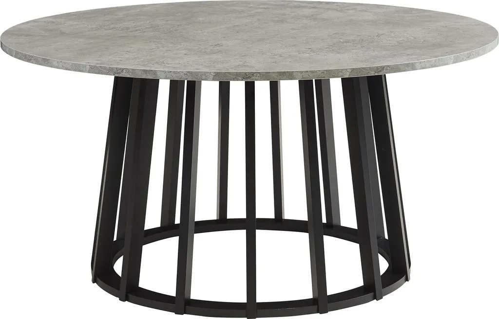 Table basse Buzzard 90cm en bambou noir et plateau gris aspect béton