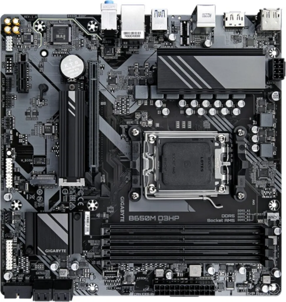 Gigabyte B650M D3HP - 1.0 - Scheda madre - micro ATX - Socket AM5 - AMD B650 Chipsatz - USB 3.2 Gen 1, USB-C 3.2 Gen 1 - 2.5 Gigabit LAN - Grafica integrata (CPU erforderlich) - Audio HD (8-Kanal) (B650M D3HP) - 4