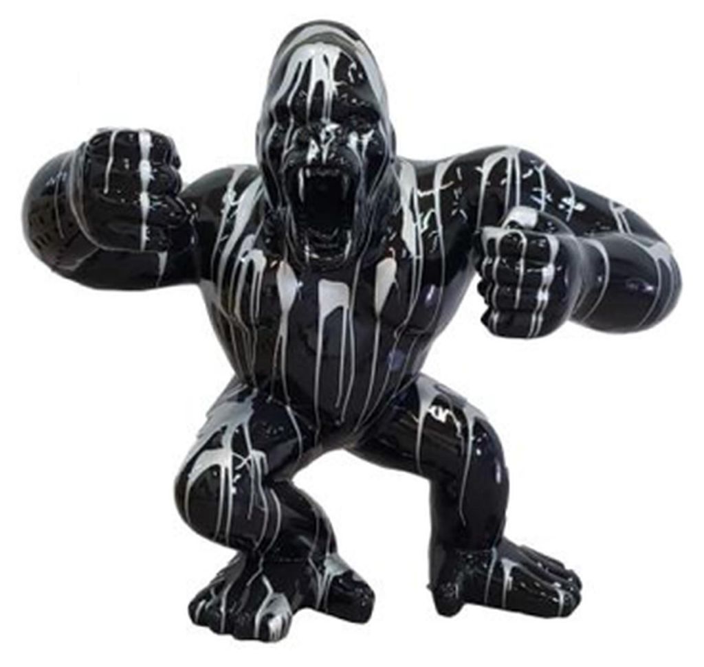 Modern Skulptur Gorilla aus Kunststoff Dekorative Figur Garten Schwarz Statuen
