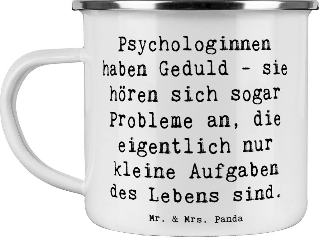 Mr. & Mrs. Panda Teetasse Spruch Geduldige Psychologin - Weiß - Geschenk, Geduld, Beruf, Emaille Tasse, emaillebecher, Campingbecher, Berufe, Pott...