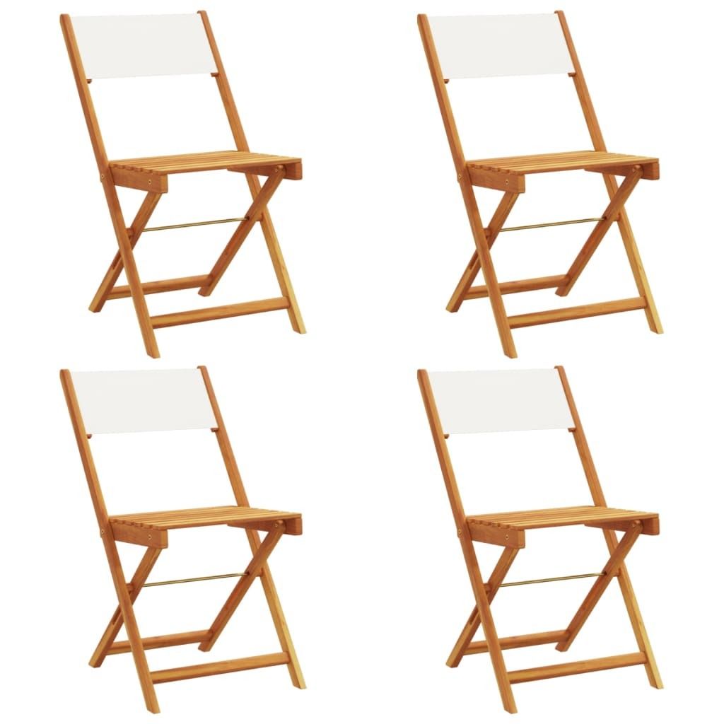 Gartenstühle 4 Stk. Klappbar Cremeweiß Stoff und Massivholz