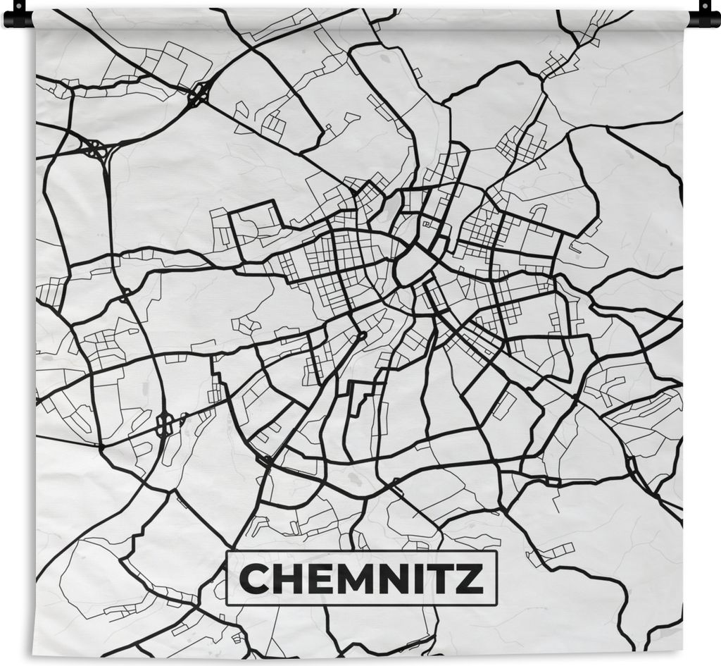 MuchoWow Wandteppich Wandbehang Karte - Chemnitz - Stadtplan 150x150 cm Tapisserie Dekoration Wandtuch - Wohnaccessoires - Modernes