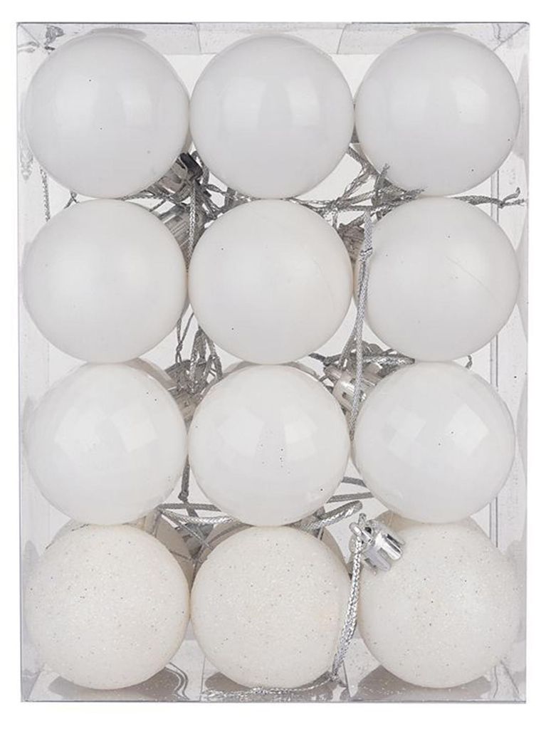 24-teiliges Set 4 cm große Weihnachtsbaumkugeln mit Seil, glänzende, reflektierende Weihnachtskugeln für Einkaufszentren
