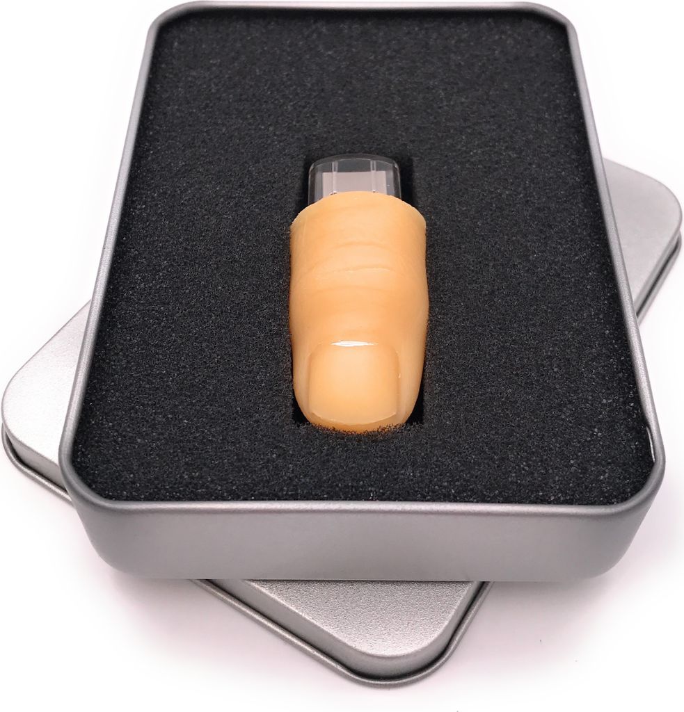 Onwomania Finger Daumen Gag Gadget USB Stick in Alu Geschenkbox 32 GB USB 2.0