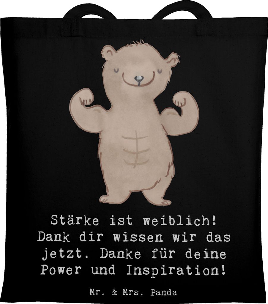 Mr. & Mrs. Panda baumwoll shopper Bodybuilding Trainerin - Schwarz - Geschenk, Tasche, Schultasche, weibliche Stärke, Fitnesscoach, Teambuilding, ...