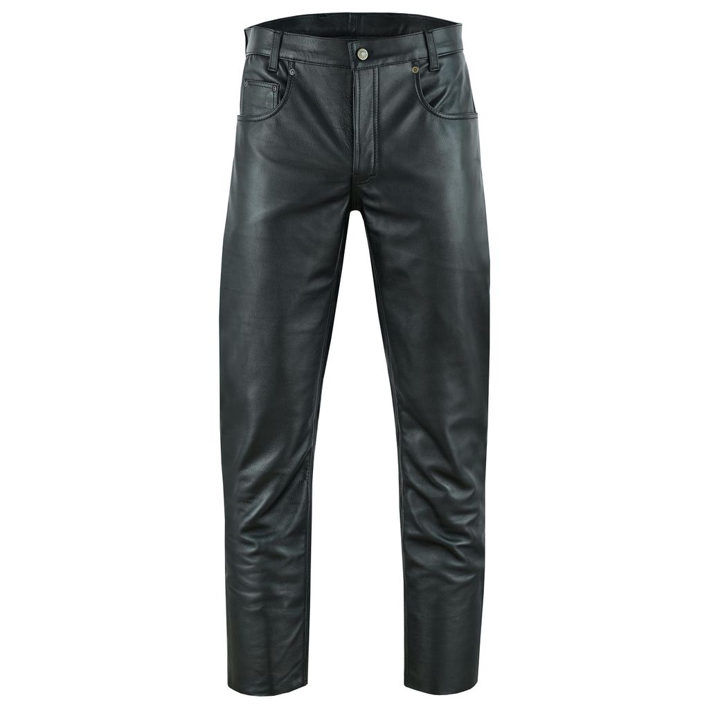 Bohmberg Herren Lederhose Lederjeans aus echtem Leder - Motorradhose - Bikerhose - mittlere Leibhöhe - Schwarz Gr. W32/L34