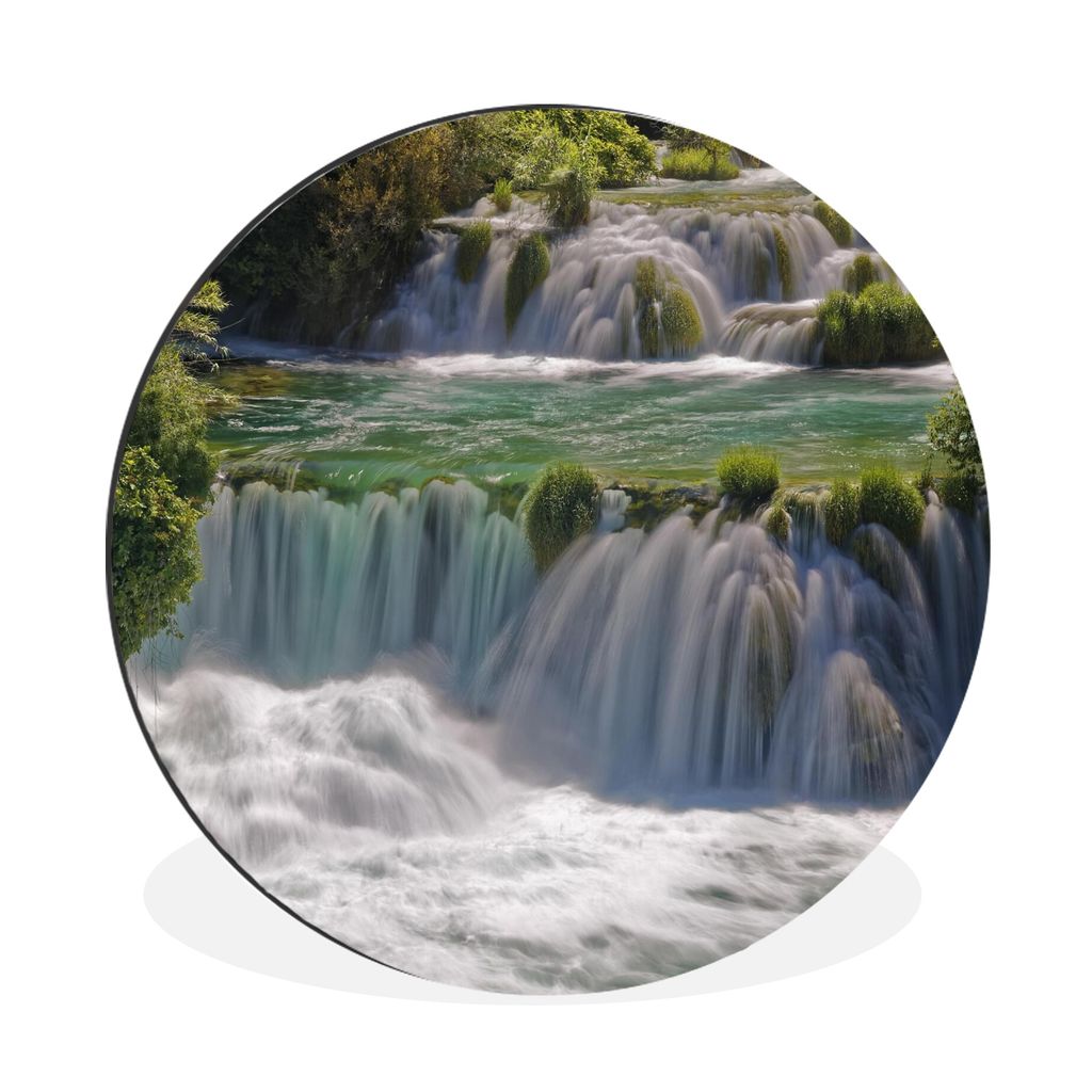 MuchoWow Aluminium Wandkreis Tosende Wasserfälle in den Flüssen des Krka-Nationalparks in Kroatien Ø 30 cm Wanddeko Modern Wohnzimmer - Wand B...