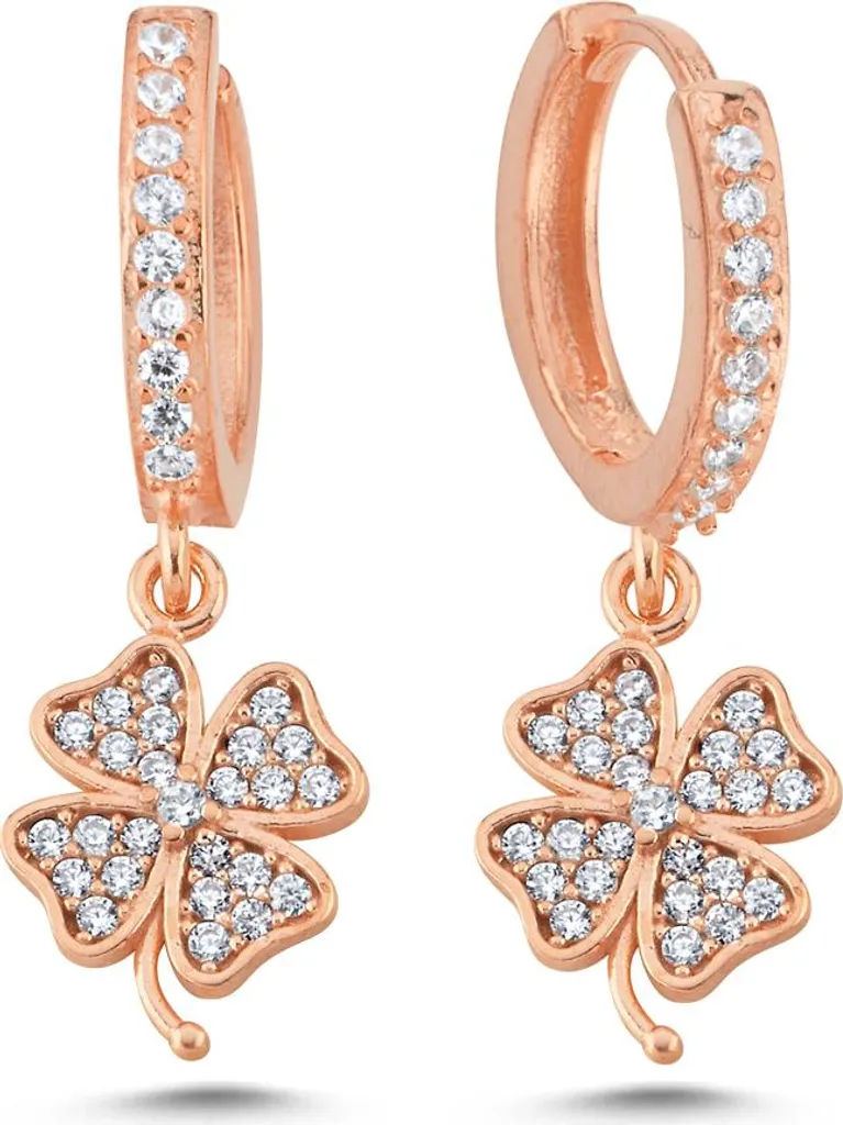 Boucles d'oreilles trèfle or rose et argent 925 : le cadeau idéal femme