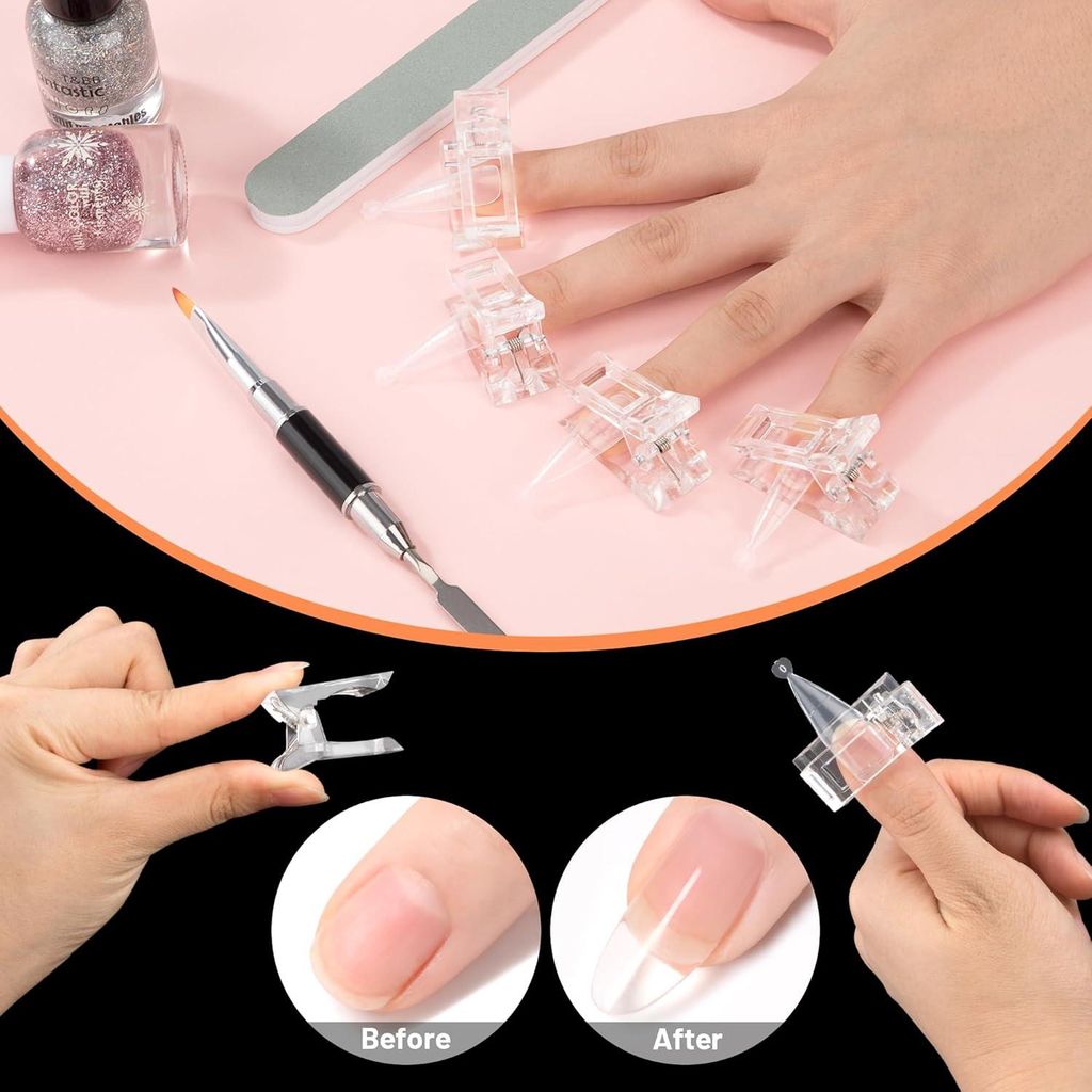 Doppeltes Nagelvormset mit Dual-End Polygel Nagelbürste und Nagelclips - 132 Stück