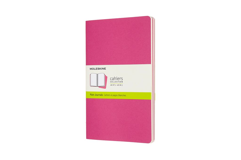 Moleskine Notizhefte Cahier 3er Set - mit Kartoneinband - 70g-Papier - Groß (13x21) - Blanko - Kinetisches Pink
