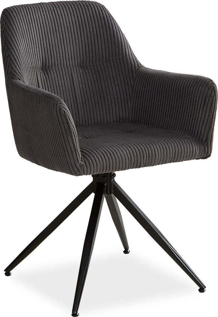 Chaise de Salle à Manger Moderne Velours Côtelé Gris Design Image du produit 