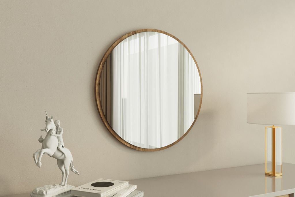 Skye Decor, Ozze - White, Walnut, Spiegel, Weiß, 60 x 2,2 x 60 cm