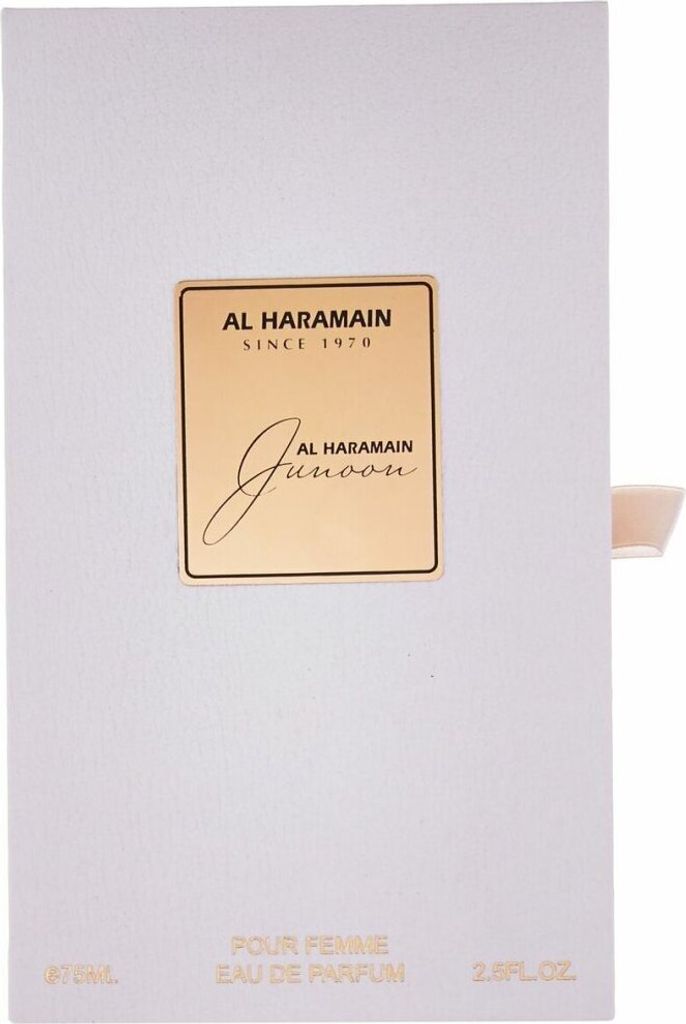 A white box for Al Haramain Junoon Eau de Parfum for women.