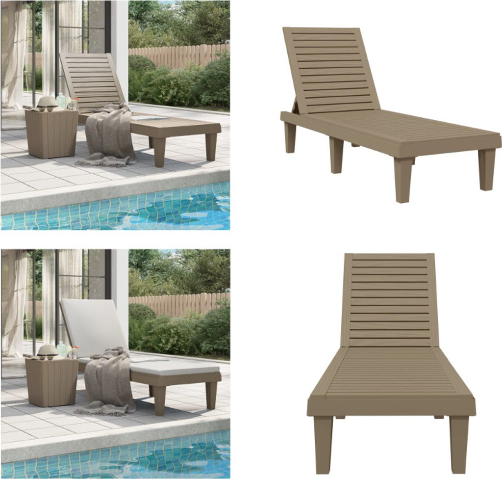 vidaXL Sonnenliege Hellbraun 155x58x83 cm Polypropylen - Produktbild 