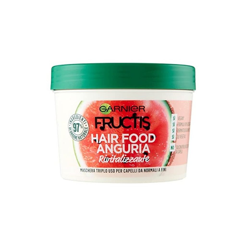 Garnier Fructis Hair Food Watermelon Revitalizing 3-in-1 Mask for Fine Hair 97% Natural Ingredients 390ml